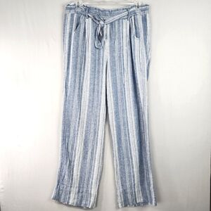 Rewind Boho Pants Blue White Stripe Flowy Legs High Rise Sz XL